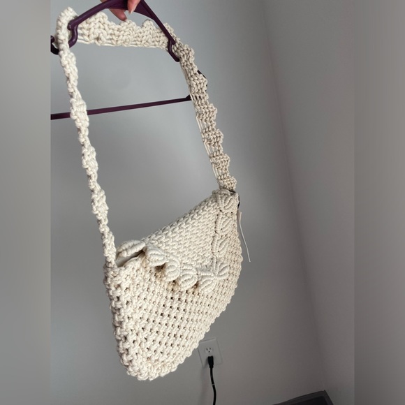 Last one🚨 Zara Macrame Knit Shell Cotton Shoulder Bag Handbag Purse Cream NWT - Picture 11 of 16